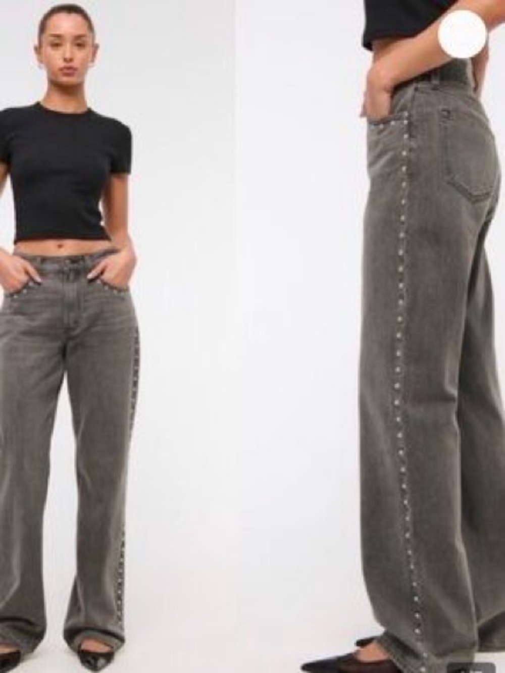 Abercrombie & Fitch Curve Love High Rise Loose Studded Jeans 26 NWT